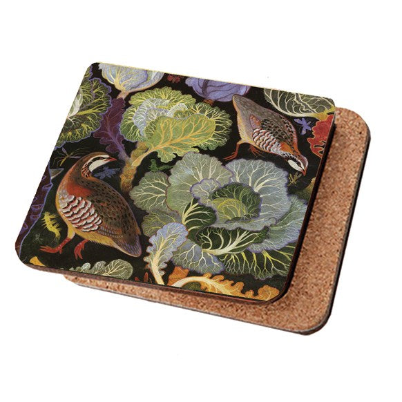 anna,pugh,bird,leaf,green,colour,coaster,coasters,art,painting,uk,partridges