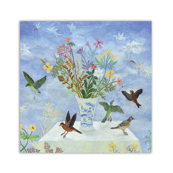 table,of,birds,flowers,vase,greeting,card,greetings,cards,anna,pugh,artist,art,design,designs,UK,England,recycled,draw,gift