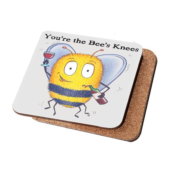 bee,bees,knees,tea,coaster,coasters,giggle,matt,wine,gift,home,compost,heap,uk,barn