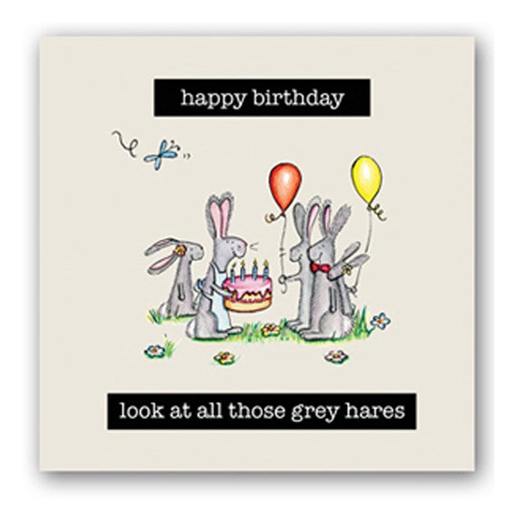 Grey Hares Embellishment Card