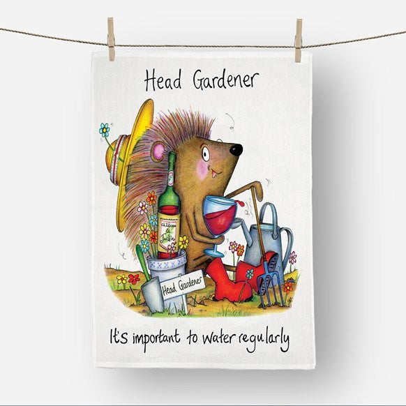 water,regurlarly,head,gardener,gardening,wine,alcohol,drink,textiles,tea,towel,towels,cockadoodle,kitchen,cotton,washing,up,gifts,uk