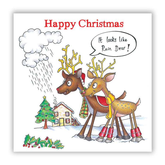 Rain Dear Christmas Card