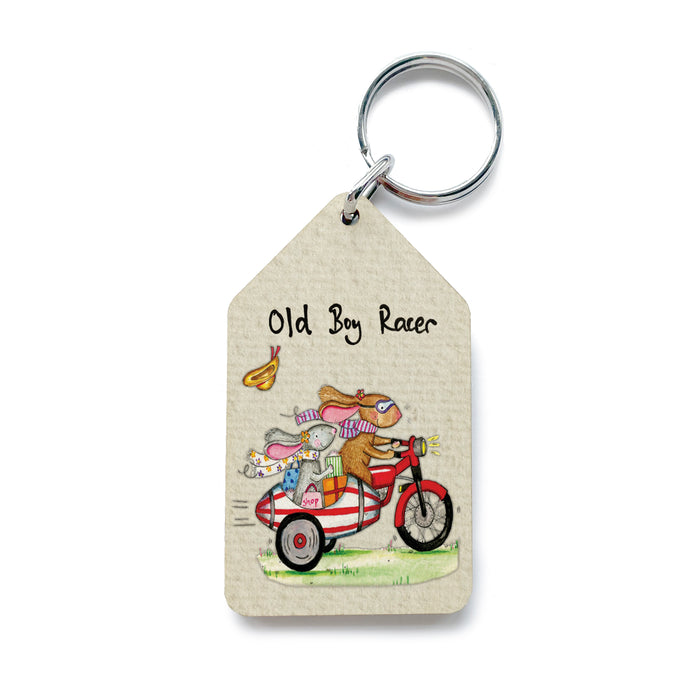 Old Boy Racer Keyring