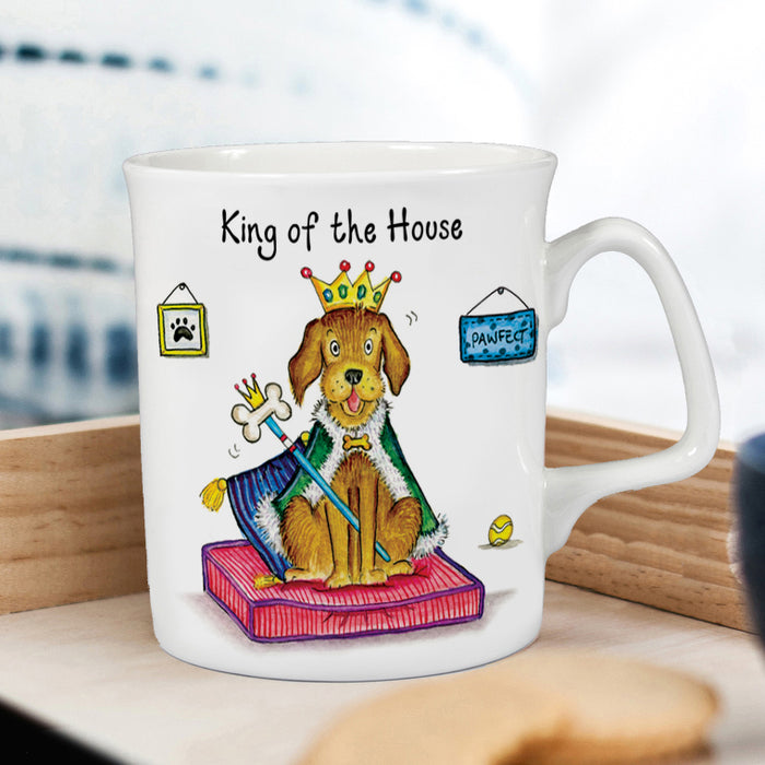 Mug with a dog illustration and text 'King of the House' gift for dog lover