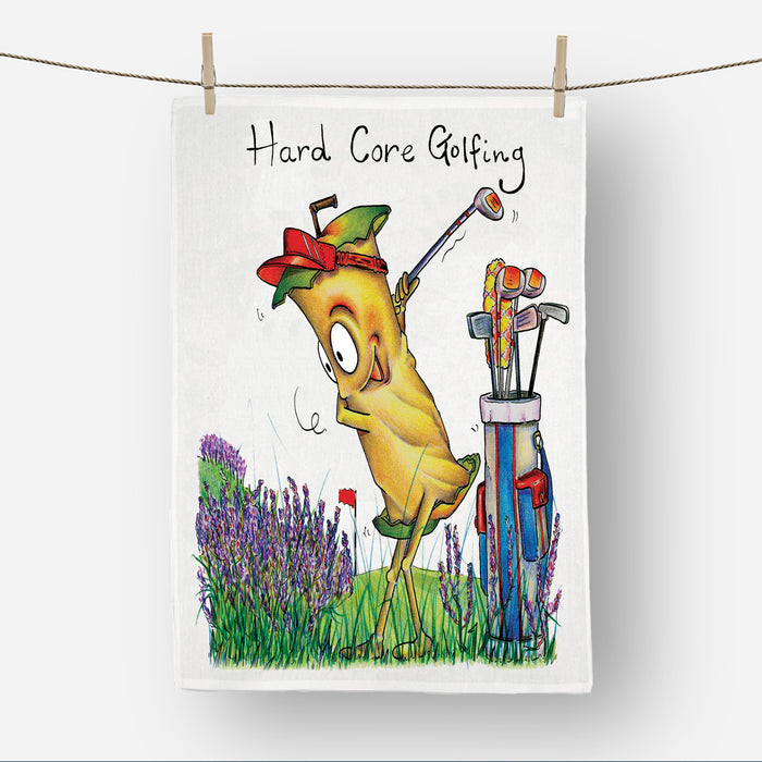 Hard Core Golfing Tea Towel