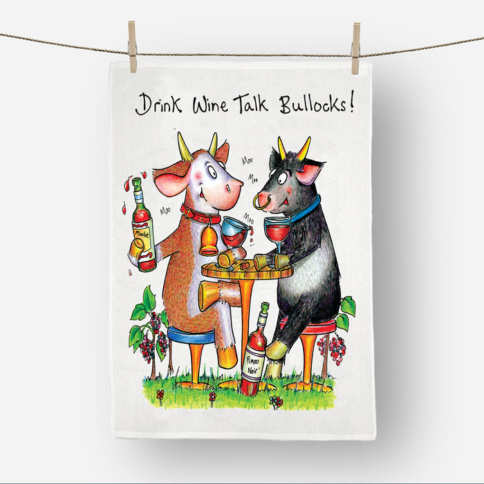 Wine Bullocks Tea Towel