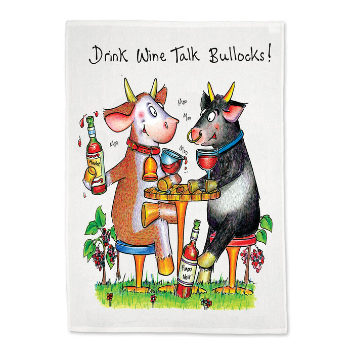 Wine Bullocks Tea Towel