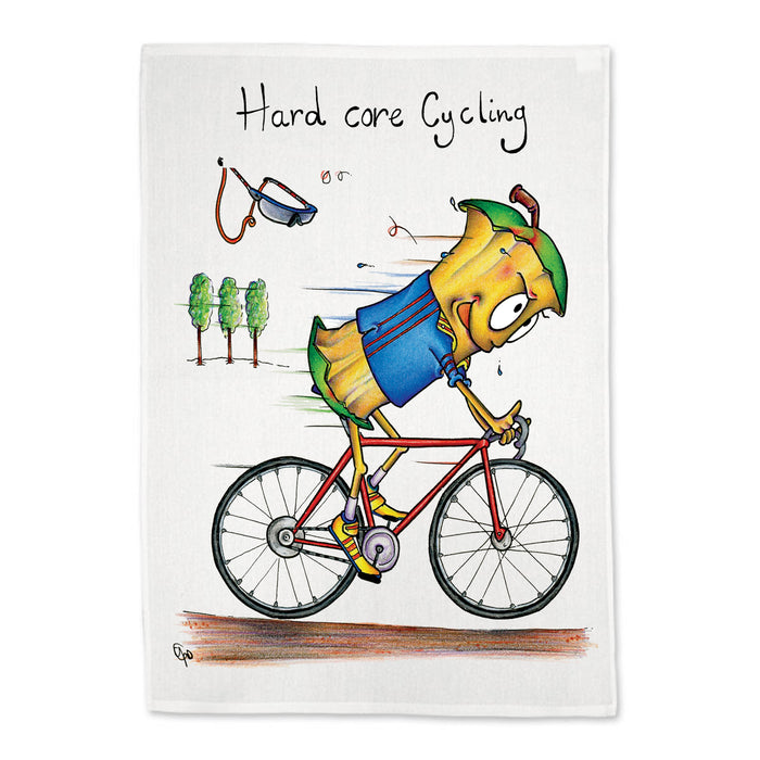 Hard Core Cycling Tea Towel