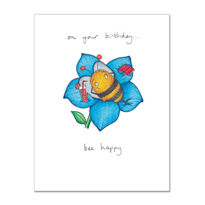 Bee Happy Flower Greeting Card