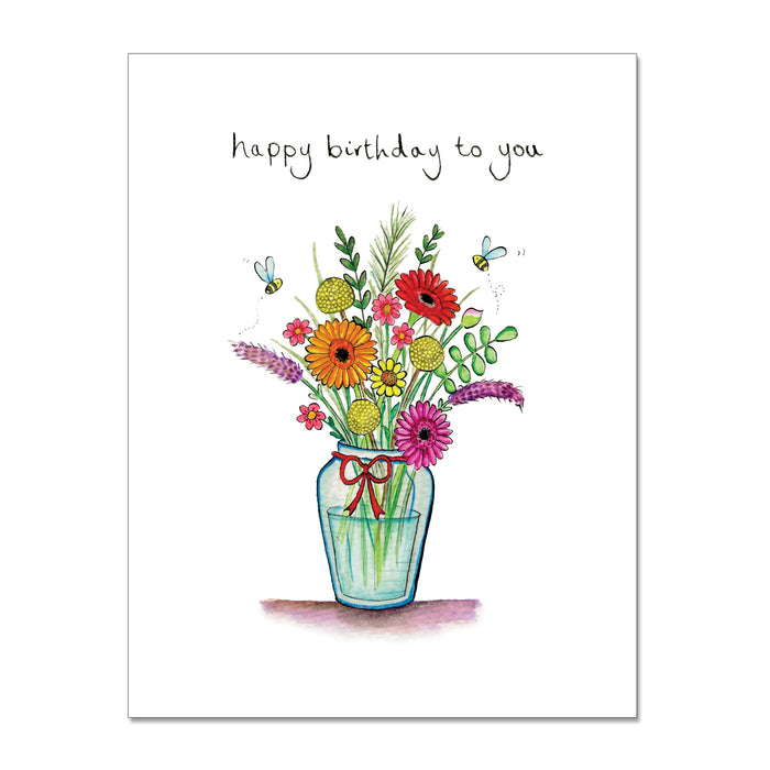 Happy Birthday Flowers Greeting Card