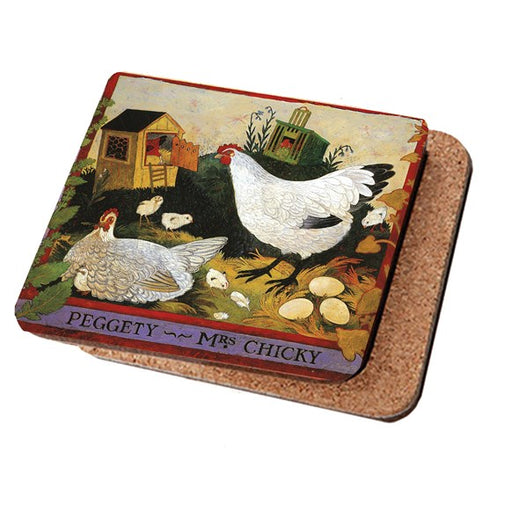 Peggety,anna,pugh,coaster,coasters,bird,chickens,hens,coop,eggs,artist,painting