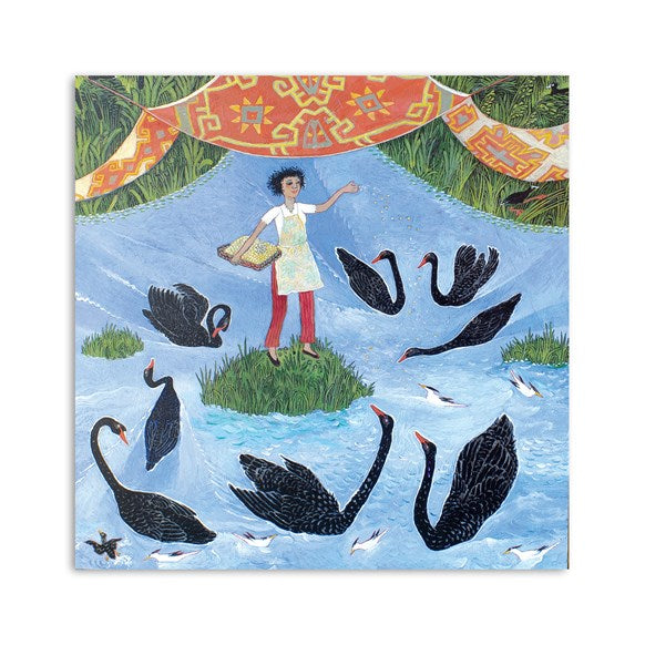 black,swans,water,greeting,card,greetings,cards,anna,pugh,artist,art,design,designs,UK,England,recycled,draw,gift