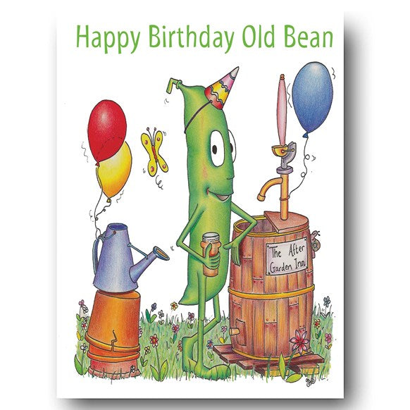 greeting,card,greetings,cards,happy,birthday,old,bean,garden,gardening,gift,barn,compost,heap,UK
