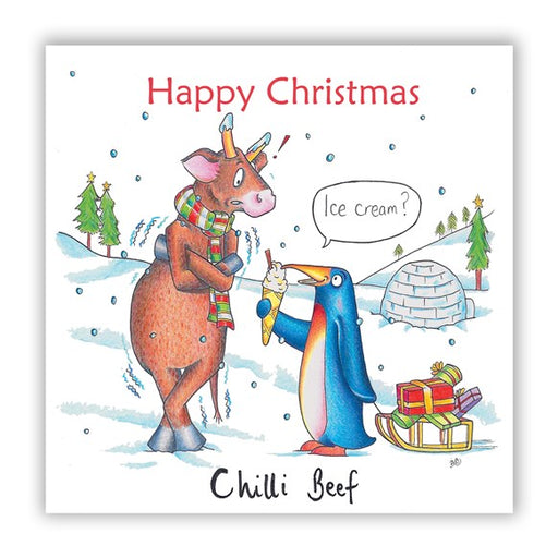 greeting,card,cards,greetings,christmas,snow,winter,cow,penguin,cold,chilli,beef,gift,home,UK,happy