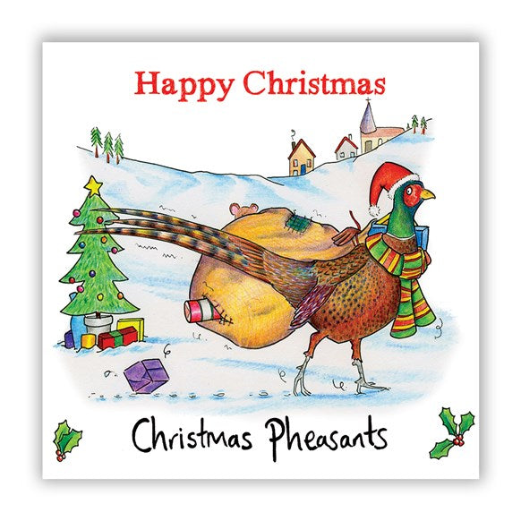 greeting,card,cards,happy,Christmas,pheasants,gift,present,family,winter,snow,compost,heap,UK,note