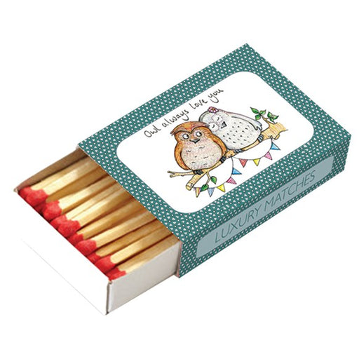 owl,always,love,you,gift,matchboxes,green,pattern,long,matches,luxury,for,candles,draw,cockadoodle,uk