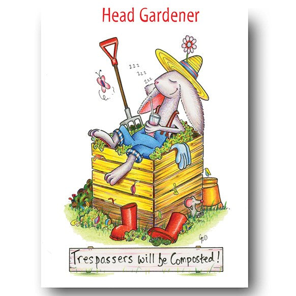 greeting,card,greetings,cards,head,gardener,garden,gardening,composted,rabbit,compost,heap,England