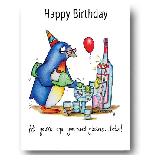 greeting,card,happy,birthday,need,glasses,penguin,drink,drinking,celebrate,compost,heap,compostheap,compUK