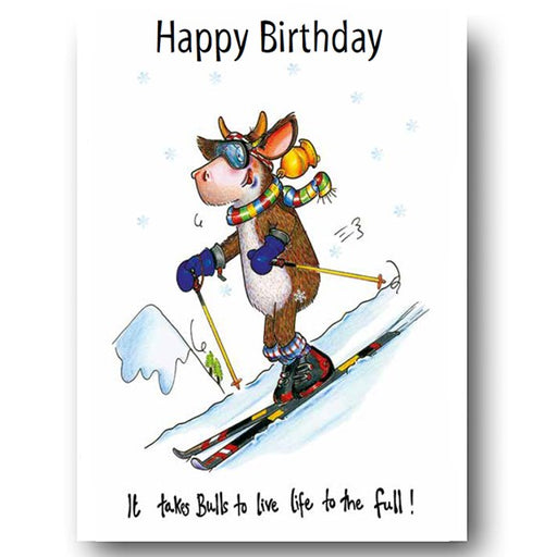 skiing with happy birthday wishes