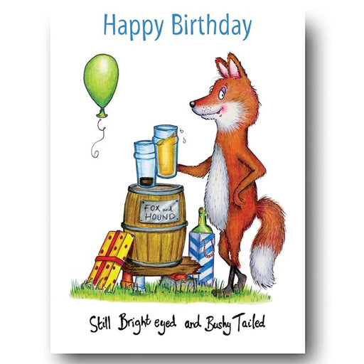 greeting,card,happy,birthday,bright,eyed,bushy,tailed,fox,drink,drinking,celebrate,compost,heap,compostheap,compUK