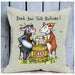 cushion,cushions,large,talk,bullocks,cows,animals,fun,humour,colourful,gift,present,cotton,woven,home,UK