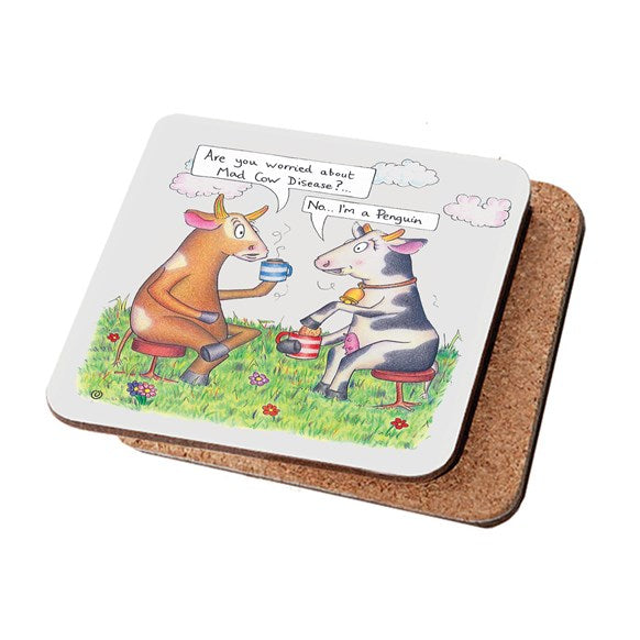 coaster,coasters,mad,cow,cows,matt,compost,heap,gift,barn,home,kitchen,uk,cuppa,cup,tea,giggle