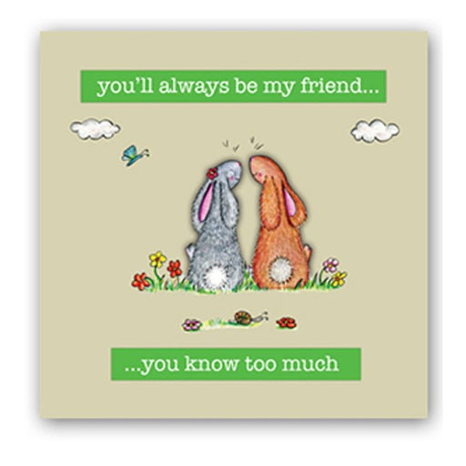 best,friends,rabbit,embellishment,card,uk,brown,grey,couple,you'll,always,be,my,friend,you,know,too,much