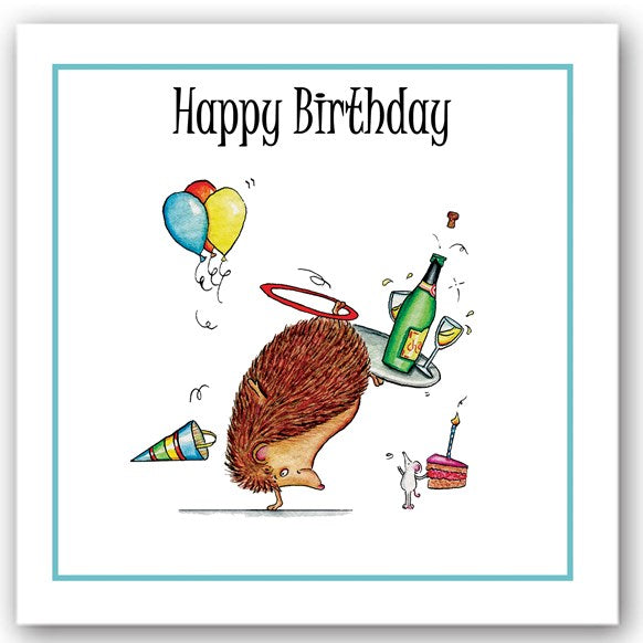 occasions,card,greeting,cards,happy,birthday,hedge,hog,party,friend,gift,colourful,glitter,UK,funny