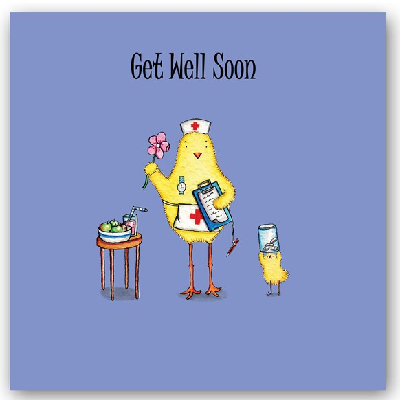 greeting,card,cards,occasions,get,well,soon,chick,chicken,friend,gift,home,colourful,glitter,UK,fun