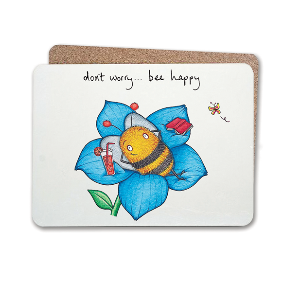 do,not,worry,bee,happy,design,bees,table,mat,tablemats,gift,house,cockadoodle