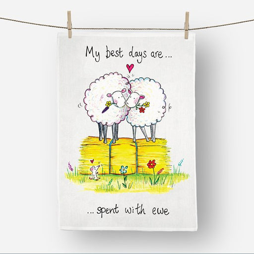 best,days,spent,with,ewe,sheep,love,couple,Tea,Towel,towels,cockadoodle,cotton,kitchen,washing,up,textiles,gifts